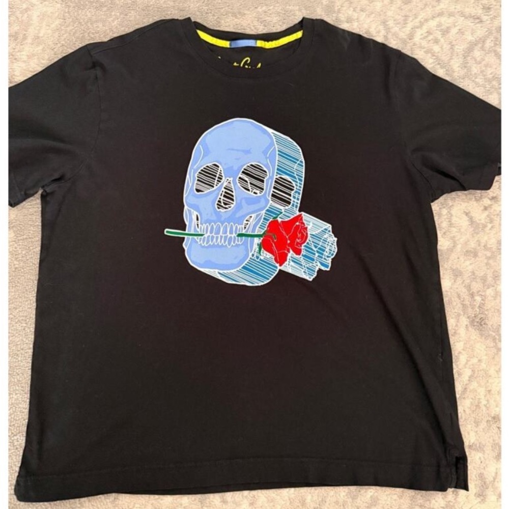 Robert Graham Skull Graphic T Shirt XL Black Glitch Art Streetwear Cotton Tee